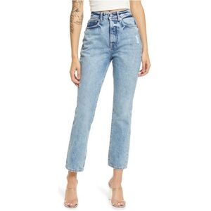 Lovers + Friends Button Fly Reece High Rise Slim Straight Denim Jeans Sz 30